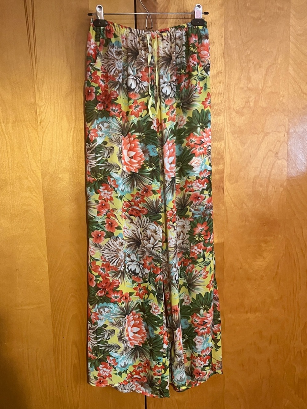 Sundance Medium Tropical Floral Palazzo Pants in Yellow, Green and Orange